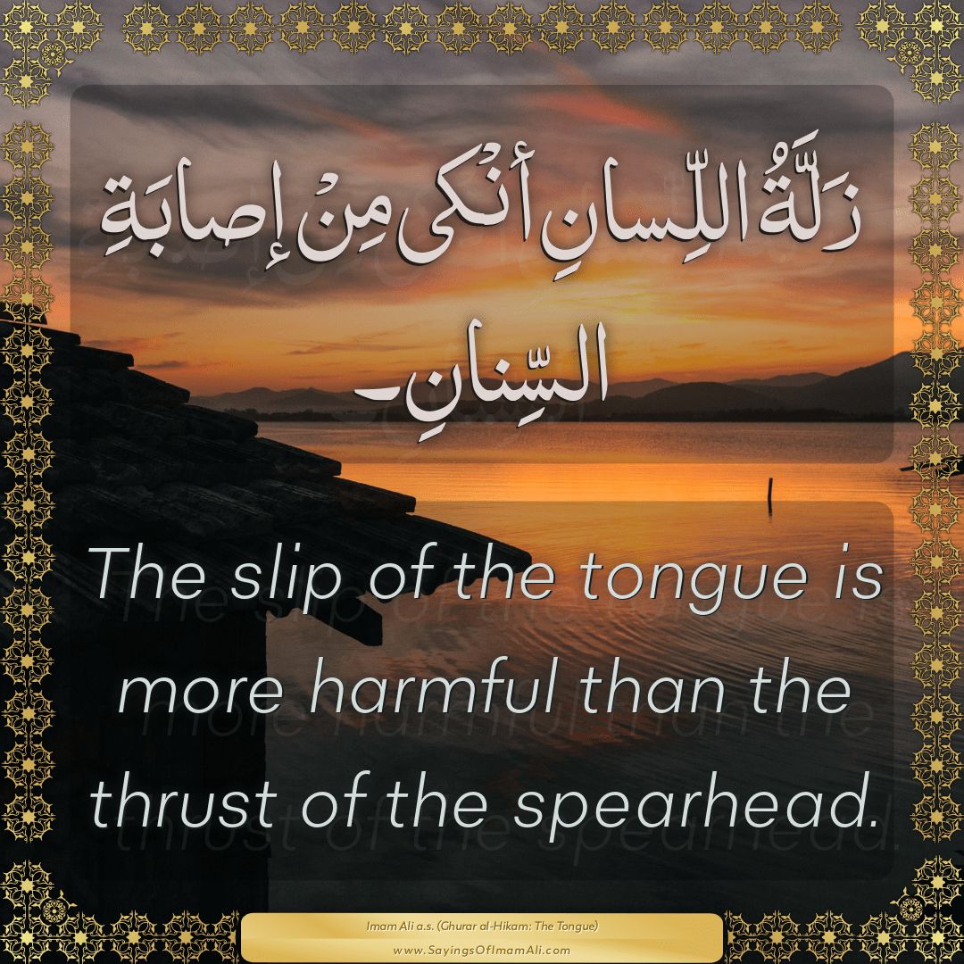 The slip of the tongue is more harmful than the thrust of the spearhead.